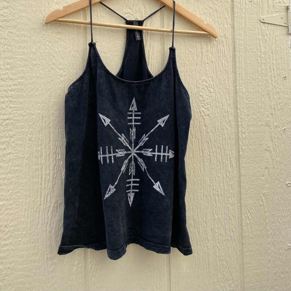 Woman’s black tank top